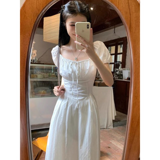 Váy sơ mi trắng dáng dài chít eo hàn quốc