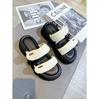 Dép 2 quai da miumiu phồng đế đúc 5 phân