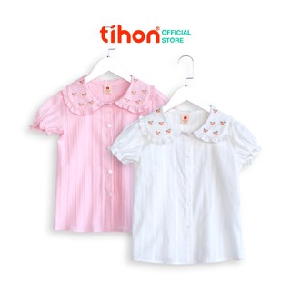Áo sơ mi cho bé gái TIHON cổ thêu hoa xinh xắn chất liệu thoáng mát thấm mồ hôi ASM0750458
