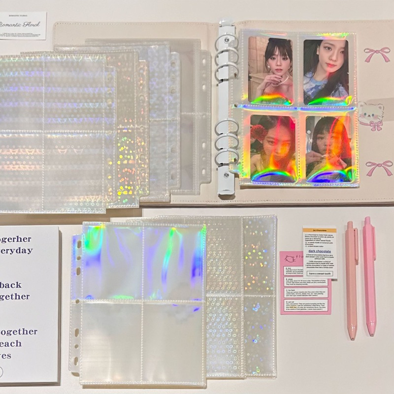 Sheet A5 vừa binder 2,3,6 còng,Sheet Holo trái tim,sao Đựng Card Kpop,Sheets Đựng Card,Thẻ