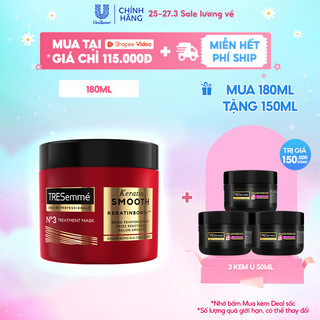  Kem Ủ Tóc TRESemmé Keratinbond+, Bond Repair Peptidebond+ Cho Tóc Vào Nếp, Giảm Gãy Rụng 180ml