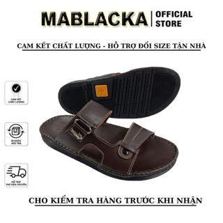 Dép da nam trung niên,đẹp cao cấp, đế cao 2m5cm - Chất liệu da bò tự nhiên D72