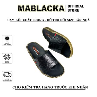 Dép da nam quai ngang đẹp đế cao 3cm,khâu đế toàn bộ - D104