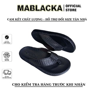 Dép nam xỏ ngón MABLACKA chất liệu da bò thật 100%,đế cao 2,5cm thời trang cao cấp D91