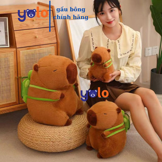 Gấu bông Capybara tặng kèm ba lô rùa hàng chính hãng nhập khẩu( có ship hỏa tốc)