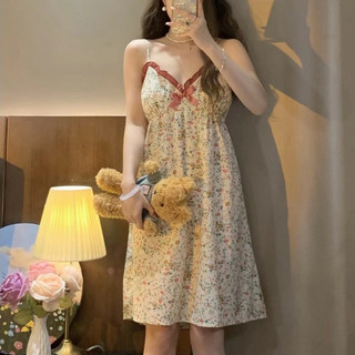Váy ngủ có đệm form rộng sợi tổng hợp xinh xắn gợi cảm, đầm hai dây đẹp tiện dụng sang trọng - Sinni43