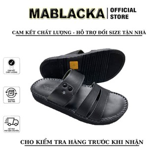 Dép da nam quai ngang MABLACKA thời trang nam cao cấp D75