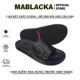 Dép nam quai ngang da đẹp cao cấp đế cao 2,5cm màu Đen - M28