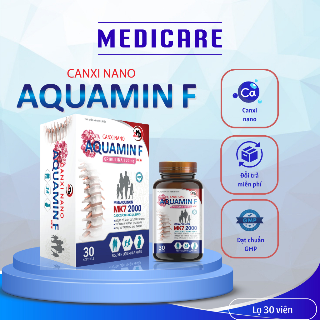 Canxi Nano AQUAMIN F -  Bổ sung canxi (Lọ 30 viên)