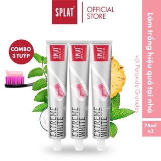   Livestream  Combo 3 tuýp kem đánh răng trắng răng tại nhà SPLAT Extreme White sau 4-6 tuần sử dụng 75ml 
