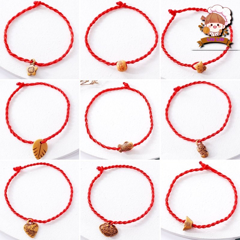 Vòng may mắn dễ thương nhỏ màu đỏ đỏ vòng đeo tay cho nam giới và phụ nữ, màu đỏ dài khoảng 16cm