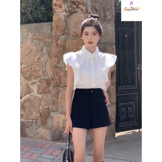 Áo sơ mi nữ phối ren tay ngắn tiểu thư dễ thương