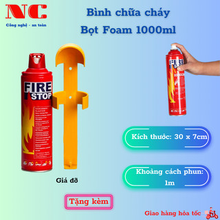 Bình chữa cháy mini, bình cứu hoả cầm tay, bình chữa cháy Firestop dạng bọt foam 1000ml dùng trang bị cho xe ô tô
