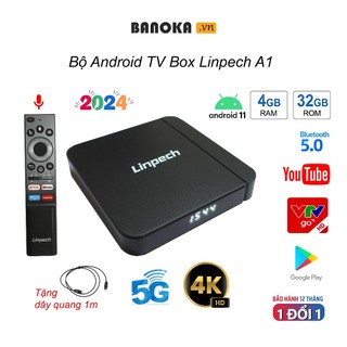 Đầu android tv box linpech a1 ram 4gb rom 32gb kèm điều khiển giọng nói, chip amlogic s905w2, android 11