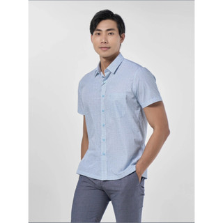 Áo sơ mi cộc tay owen trắng in ab230127 - bodyfit
