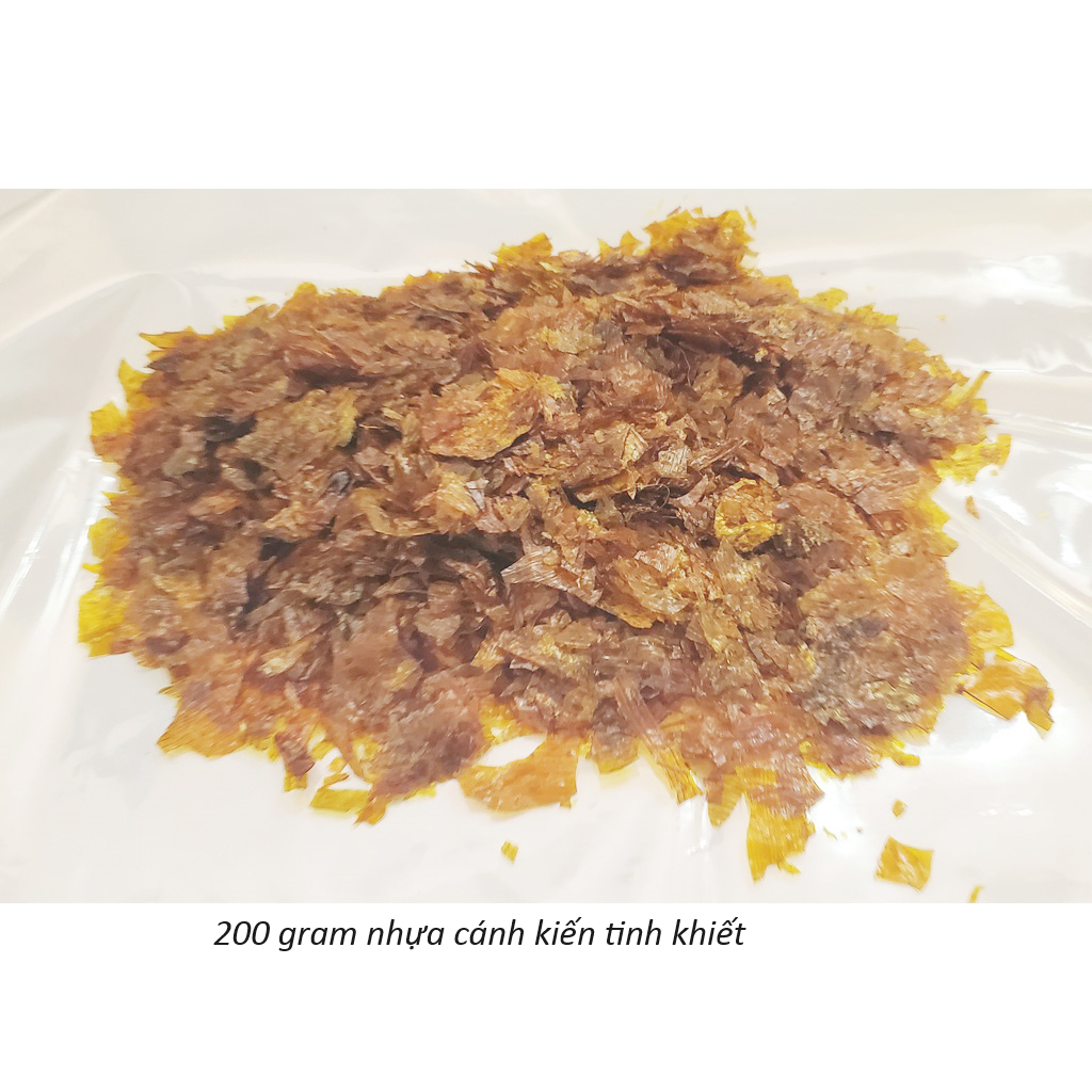 200 g nhựa cánh kiến (shellac) tinh khiết, dùng pha keo, sơn, phụ gia trong nhiều lĩnh vực