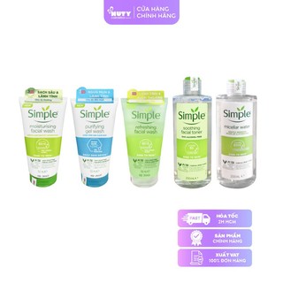 Combo Simple (Sữa Rửa Mặt + Nước Tẩy Trang + Nước Hoa Hồng + Kem Dưỡng Ẩm Da)