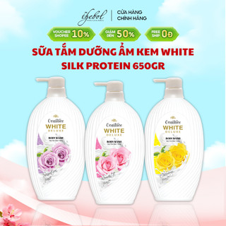 Sữa tắm Thebol dưỡng ẩm trắng da kem White Silk Protein hoa hồng sữa dê hương nước hoa sáng mịn lưu hương thơm lâu