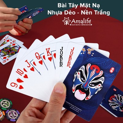 Bài Tây Mặt Nạ Siêu Đẹp Nhựa Dẻo – Nền Trắng, Đen Chống Thấm Nước, Chống Gấp Poker Sáng Tạo Độc Lạ Chính Hãng Amalife