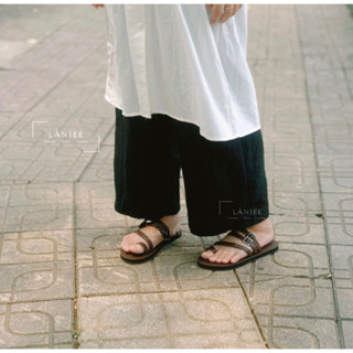 Dép nữ Làniee - dép xỏ ngón quai dây mix chéo ngang 3 màu BE KEM VÀNG, TRẮNG, NÂU - LND02