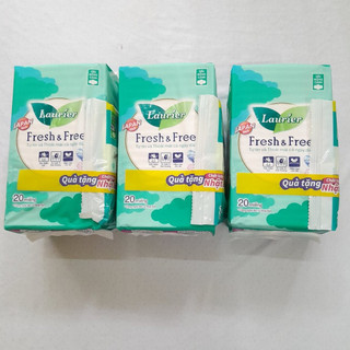 Combo 3 gói băng vệ sinh laurier fresh & free siêu mỏng cánh, gói lớn 20 miếng/gói