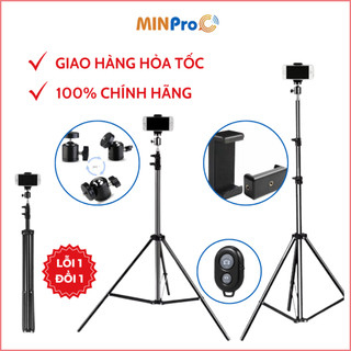 Giá đỡ điện thoại chụp ảnh quay video, gậy livestream kèm cổ kẹp điện thoại nút remote tương thích nhiều dòng máy-Minpro