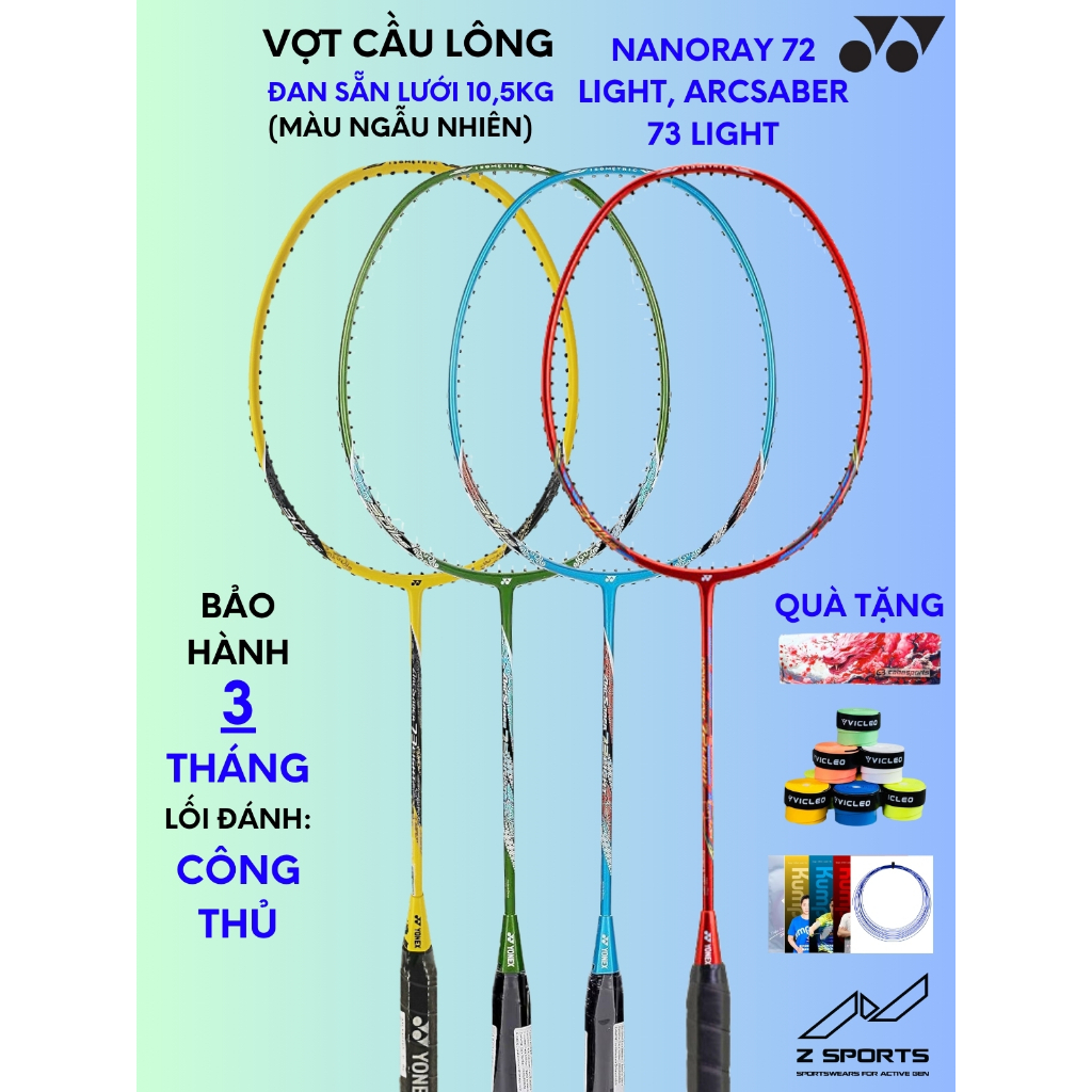 Vợt cầu lông Yonex Nanoray 72 Light, Arcsaber 73 Light đã đan dây chính hãng vợt carbon siêu bền