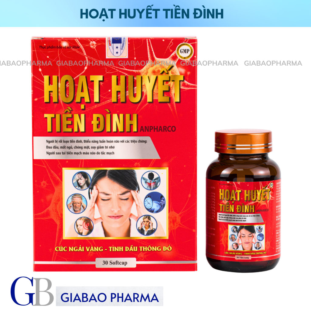 Viên uống hoạt huyết tiền đình hỗ trợ bổ não, giảm đau đầu, mất ngủ, hỗ trợ tuần hoàn não (Lọ 30 viên)