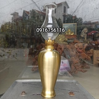 Đèn dầu 30cm thờ cúng bằng đồng, Đèn Thờ, Đèn dầu thờ màu vàng đồng