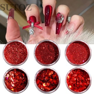  Set 6 Nhũ Rắc Đỏ Kim Tuyến Siêu Sáng Trang Trí Móng 