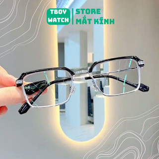 Mắt kính nam thời trang chống ánh sáng xanh SWINTA gọng kính vuông kim loại phong cách kính giả cận 0 độ