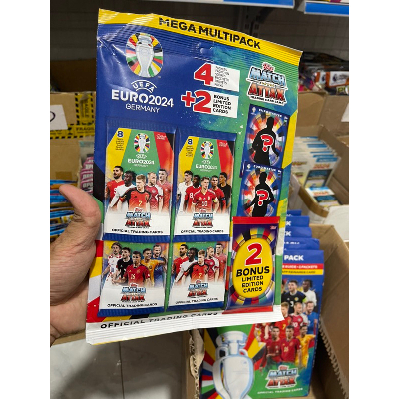 [ Mega Multi Pack ] Túi Chứa Gói Thẻ Topps Match Attax Euro 2024 ( 34 Thẻ )