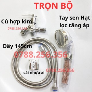 Bộ vòi Sen Tăng Áp Thông Minh_Vòi sen tắm có công tắc tắt mở, bóp nhả_ bát hoa sen tăng áp nhựa ABS cao cấp_vòi hoa sen