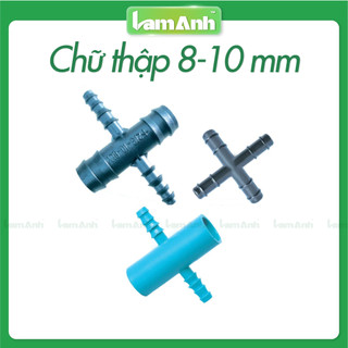 Chữ thập nối 21/27 ly với 8 -10ly có gờ nối, nối ống chữ thập, béc tưới tự động - lam anh