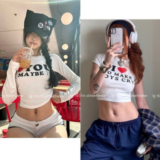 TKLIHN Áo thun nữ CROPTOP chữ I LoVe U hot TREND 2024 phong cách cá tính Áo phông nữ ULZZANG ôm body SEXY hot FASHIONITA