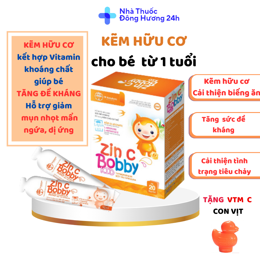 Kẽm cho bé ZinC Bobby Kid, Kẽm Hữu Cơ Hỗ Trợ Ăn Ngon Tăng Cân, Giảm Ốm Vặt