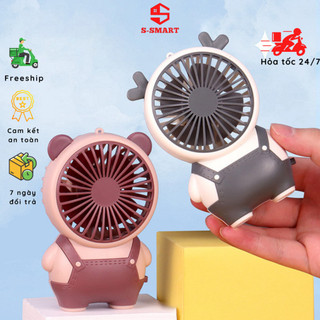 Quạt mini cầm tay, quạt tích điện hình gấu tặng kèm dây sạc, siêu rẻ