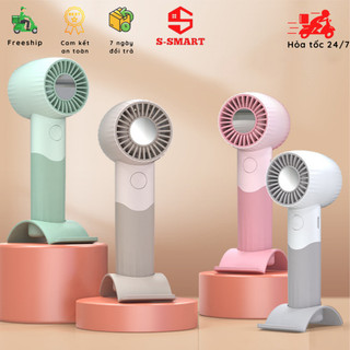 Quạt mini cầm thay động cơ turbin, có đế để điện thoại, pin lên đến 4h, 3 chế độ gió, có đèn led