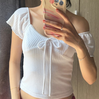 𝐒𝐰𝐞𝐞𝐭𝐢𝐞 𝐓𝐨𝐩 (vải mỏng)| áo croptop mỏng tay bèo phối nơ | Annieroomfit