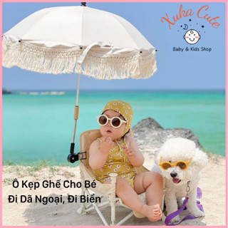 Ô che nắng cho bé ô dù kẹp xe đẩy ô kẹp ghế đi biển cho bé Hàn Quốc chất liệu vải dù phủ keo bạc dày chống nắng siêu tốt