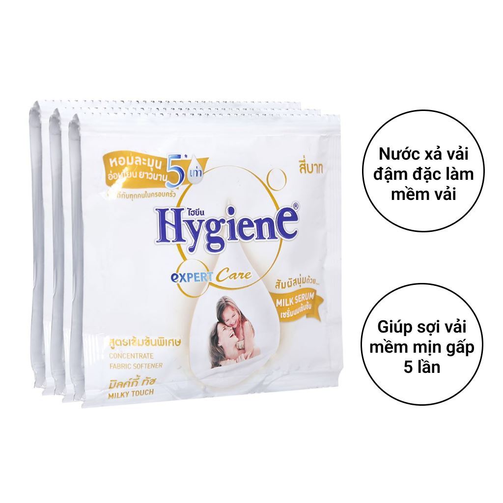 Dây 12 gói nước xả vải Hygiene Expert Care trắng Milky Touch 20ml