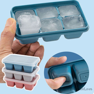 Khay đá mini silicon 6 ô khuôn làm đá mini có nắp đậy khay làm đá viên vuông nhỏ dụng cụ tự làm đồ uống lạnh