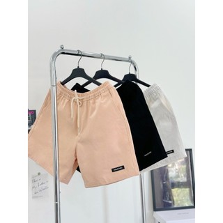 Quần đùi nam nữ, quần short Unisex trơn có logo chất kaki QNT01 Miucho basic