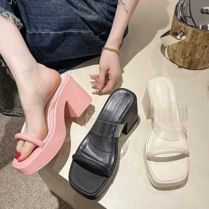 Dép xuồng nữ đế PU cao 9cm NGỌC TRINH STORE thiết kế phong cách hiện đại _MÃ 005_ L1A.