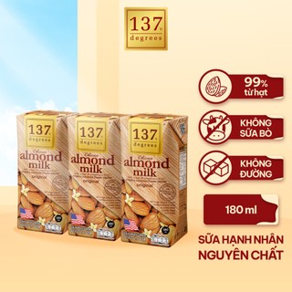 Sữa Hạt Hạnh Nhân Nguyên Chất 137 Degrees - Lốc 3 hộp 180ml