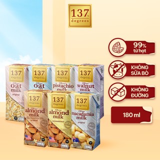 Sữa Hạt Nguyên Chất Không Đường 137 Degrees Các Vị Thơm Ngon, Healthy (Lốc 3 hộp 180ml) - Nhập Khẩu Chính Hãng Thái Lan