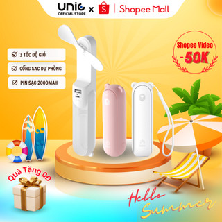 Quạt Cầm Tay Mini Siêu Mạnh Tích Điện METIS, 3 Chế Độ Gió, Pin 2000MAH, Có Cổng Sạc Pin Dự Phòng, Độ Ồn Bé Chạy Siêu Êm