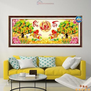 Tranh thêu chữ thập phúc lộc thọ LV3461 (1m10 x 50cm)