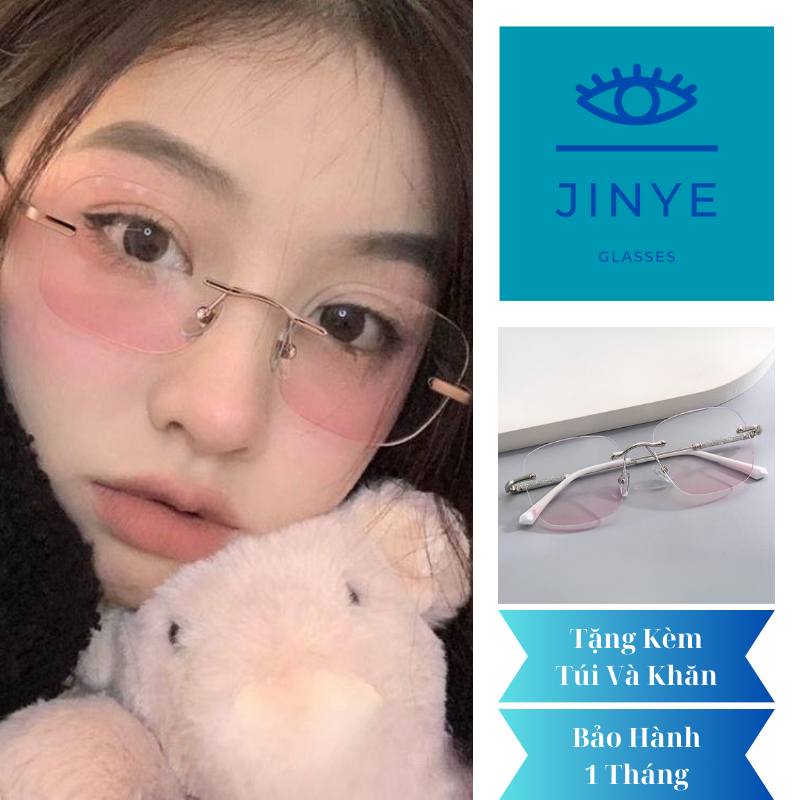 Kính mát gọng không viền kim tuyến tròng ombre má hồng siêu hot mã 1118 - JinYe