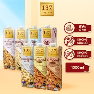 [HỘP 1L] Sữa Hạt Nhập Khẩu Thái Lan 137 DEGREES Nhiều Vị Không Đường (Hộp 1L)